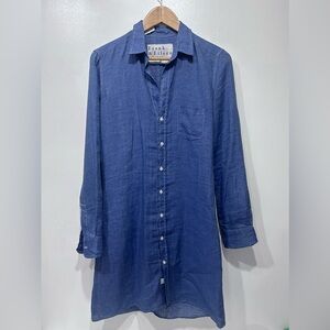 Frank & Eileen Women’s Mary Blue Linen Button-Down Shirt Dress Size XS ( XS-S)